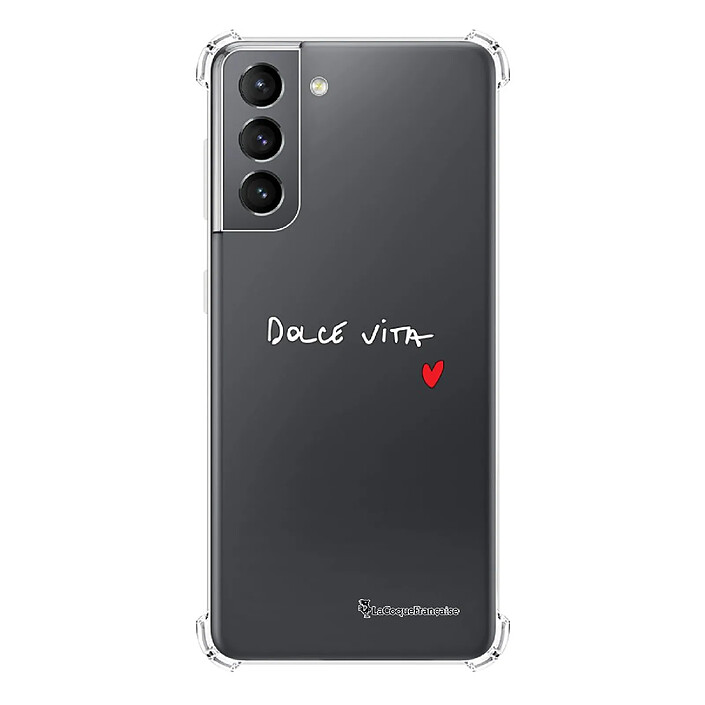 LaCoqueFrançaise Coque Samsung Galaxy S21 5G Silicone antichocs Solides coins renforcés  transparente Motif Dolce Vita