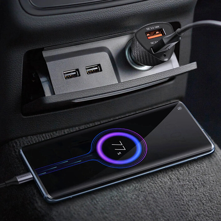 Forcell Chargeur Voiture Double USB 36W Quick Charge 3.0 Elégant Carbone Carbone pas cher