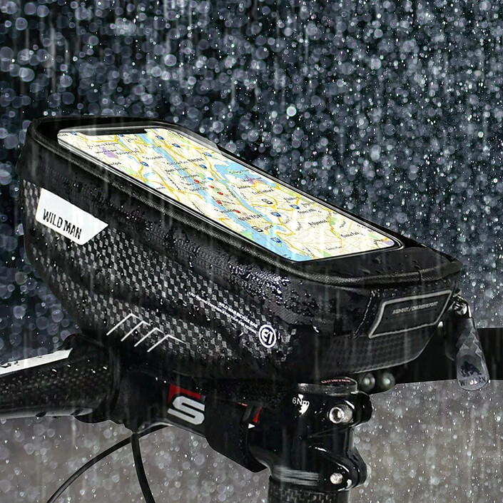 Wildman Support Vélo Fibre Carbone pour Smartphone avec Housse Étanche Noir pas cher