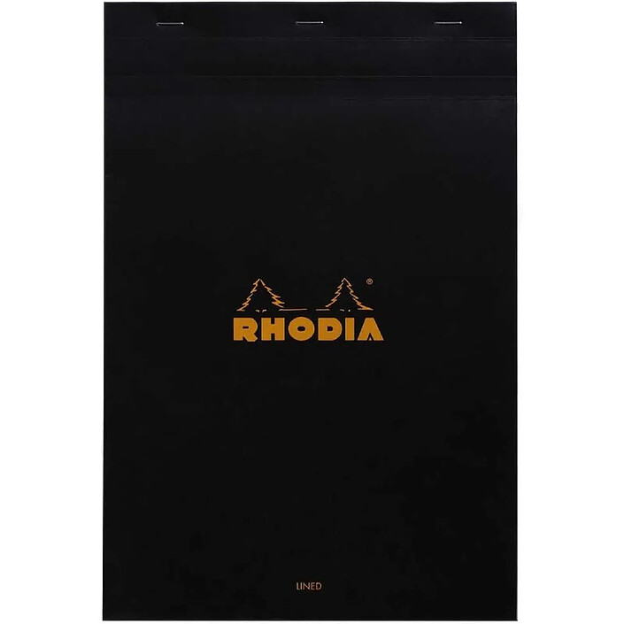 RHODIA Bloc agrafé Rhodia N°19 21x31,8 cm 80 feuillets ligné avec marge 80g - Noir