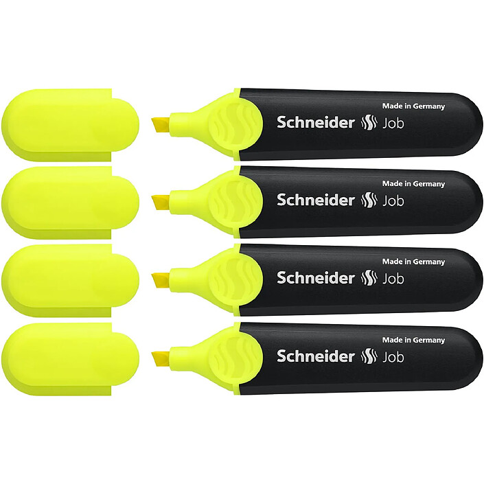 SCHNEIDER Surligneur Job jaune Pochette 4 pièces