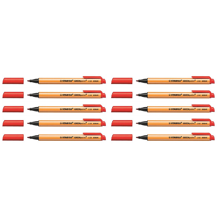 STABILO Stylo Feutre GREENpoint Pointe large 0,8 mm Rouge x 10