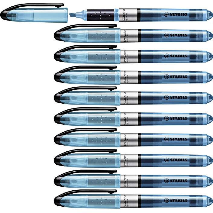 STABILO Surligneur NAVIGATOR de poche Pte Biseautée bleu x 10