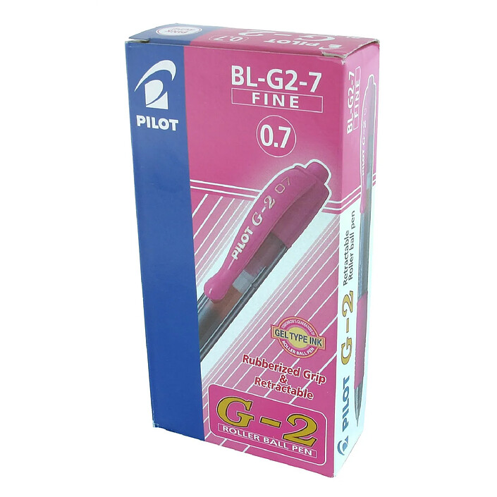 PILOT Stylo bille à encre Gel G2 07 Pointe Moyenne Rose x 12