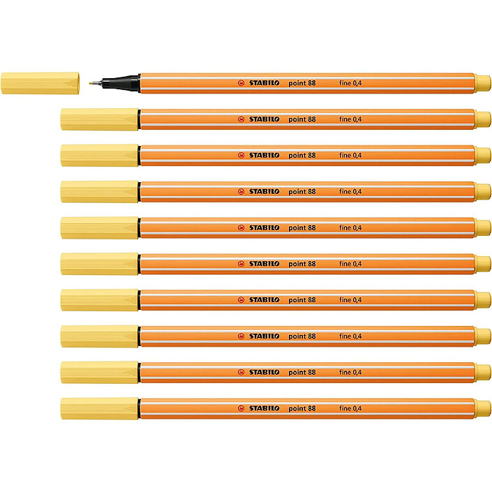 STABILO Feutre à pointe fine point 88, jaune clair x 10