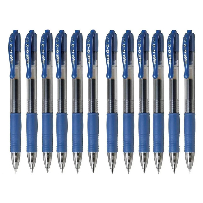 PILOT Stylo bille à encre gel G2 07 Pointe Moyenne Bleu x 12