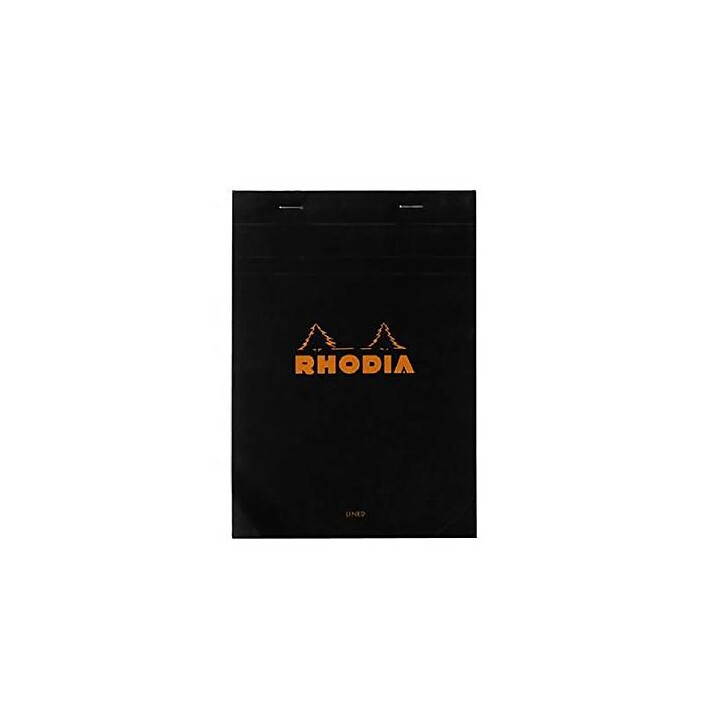 RHODIA Bloc agrafé Rhodia N°16 14,8x21 cm 80 feuillets ligné avec marge 80g - Noir