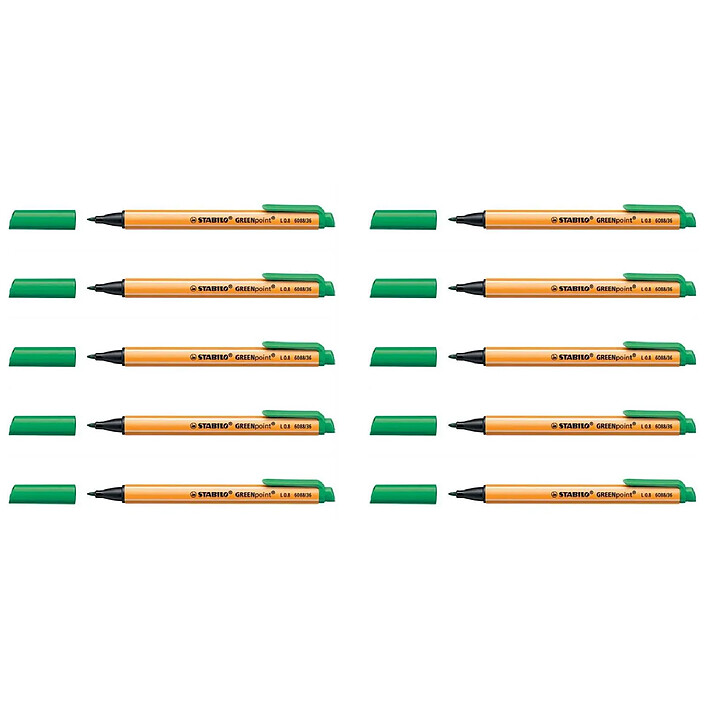 STABILO Stylo Feutre GREENpoint Pointe large 0,8 mm Vert x 10