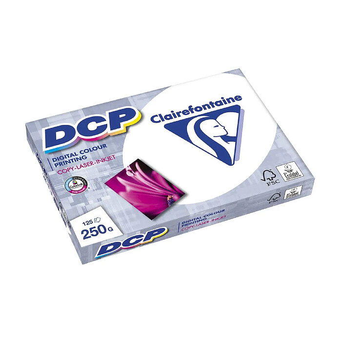 CLAIREFONTAINE Ramette 125 Feuilles Papier 250g A4 210x297 mm Certifié FSC Blanc