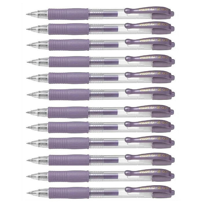 PILOT Stylo bille à encre gel G2 07 Metallic Violet métallique x 12