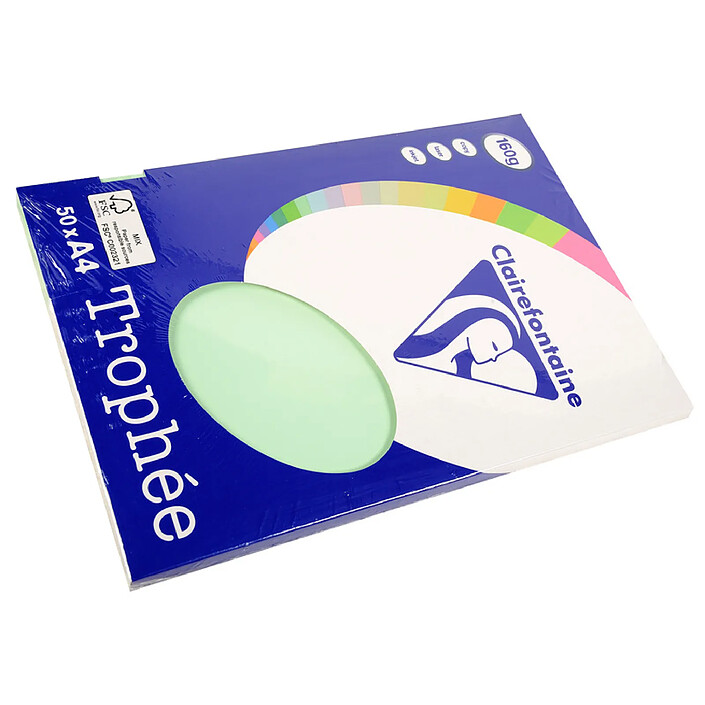 CLAIREFONTAINE Ramette 50 Feuilles Papier 160g A4 210x297 mm vert