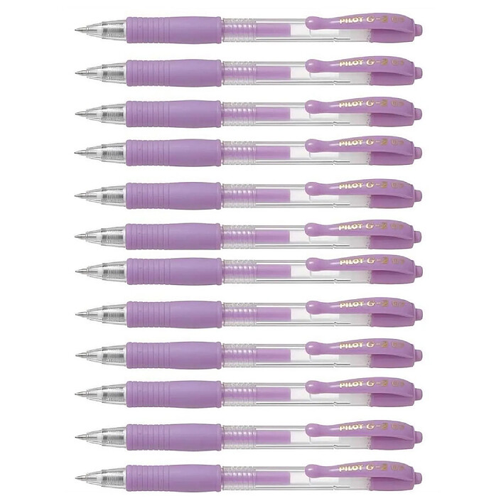 PILOT Stylo bille à encre gel G2 07 Pointe Moyenne Violet pastel x 12