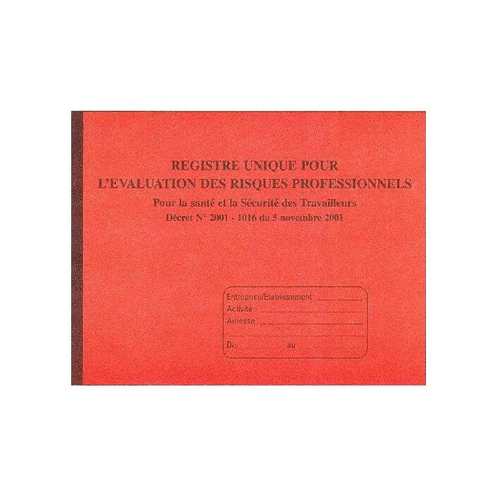 ELVE Registre d'évaluation des risques Professionnels 24 x 32 cm 80 pages