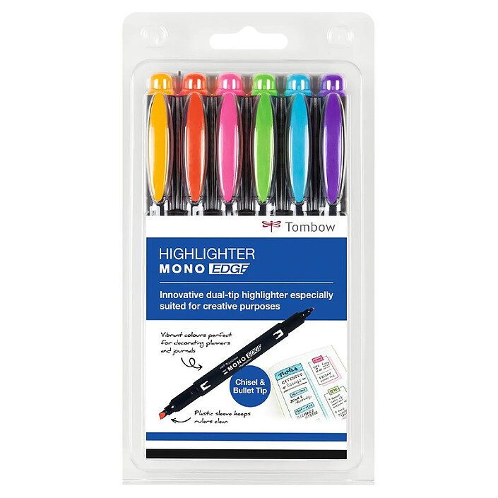 TOMBOW Pochette de 6 surligneurs Double Pointe MONO edge