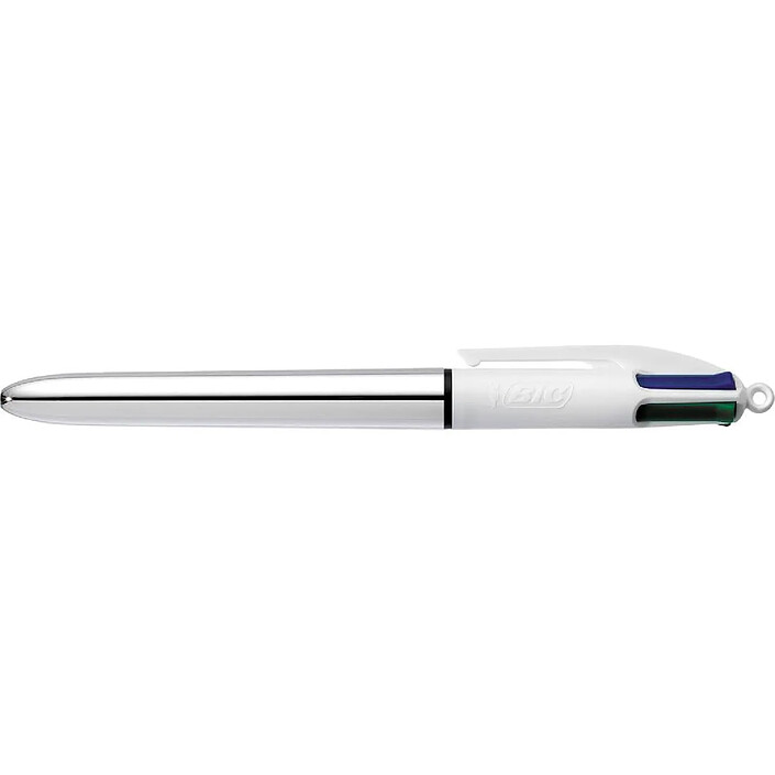 BIC Stylo bille 4 COLOURS SHINE Argent Pointe Moy. 4 Couleurs classiques x 12