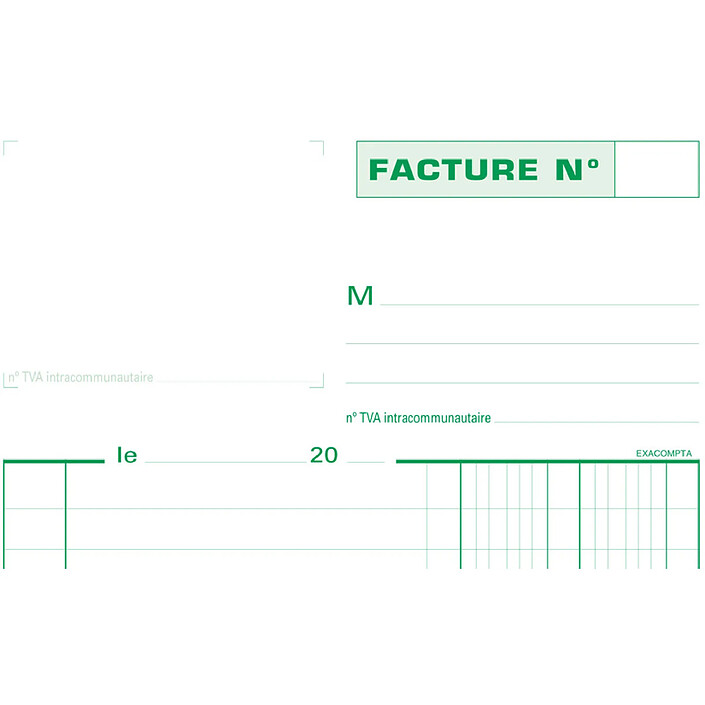 EXACOMPTA Manifold 'Factures' 210 x 148 mm avec TVA 50 Feuillets Tripli x 10