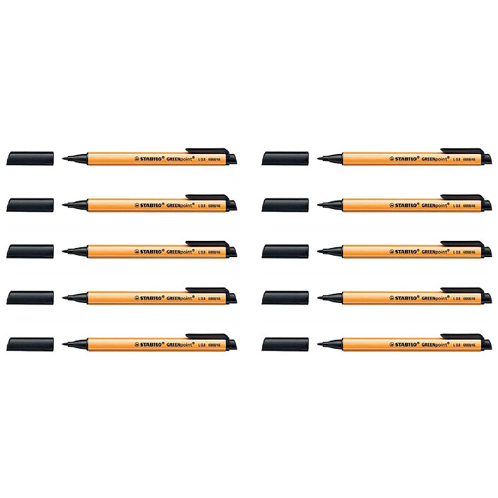 STABILO Stylo Feutre GREENpoint Pointe large 0,8 mm Noir x 10