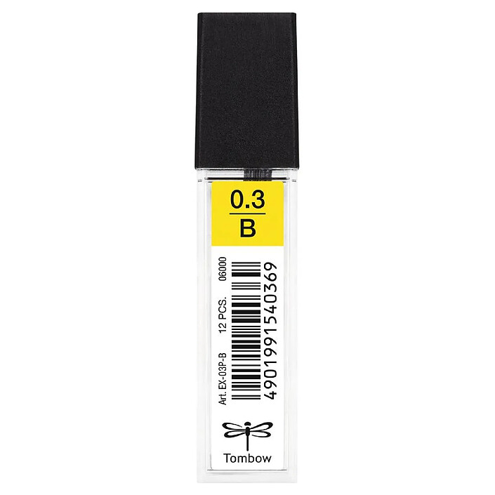 TOMBOW Etui de 12 Mines pour porte-mine pointe calibrée 0,3 mm dureté B x 12