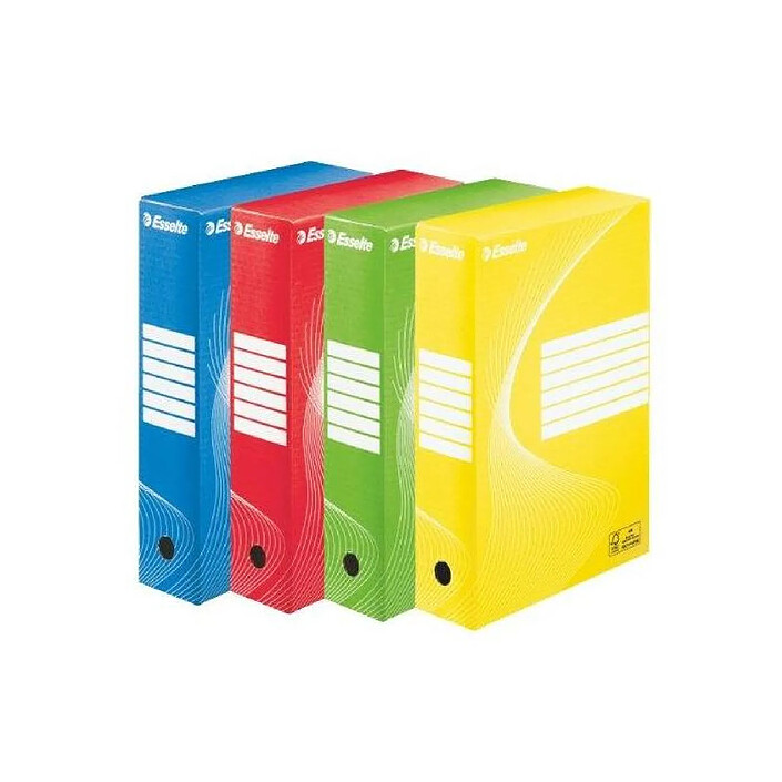ESSELTE Lot de 4 Boite archive dos 80 mm Couleurs assorties Bleu/Rouge/Jaune/Vert