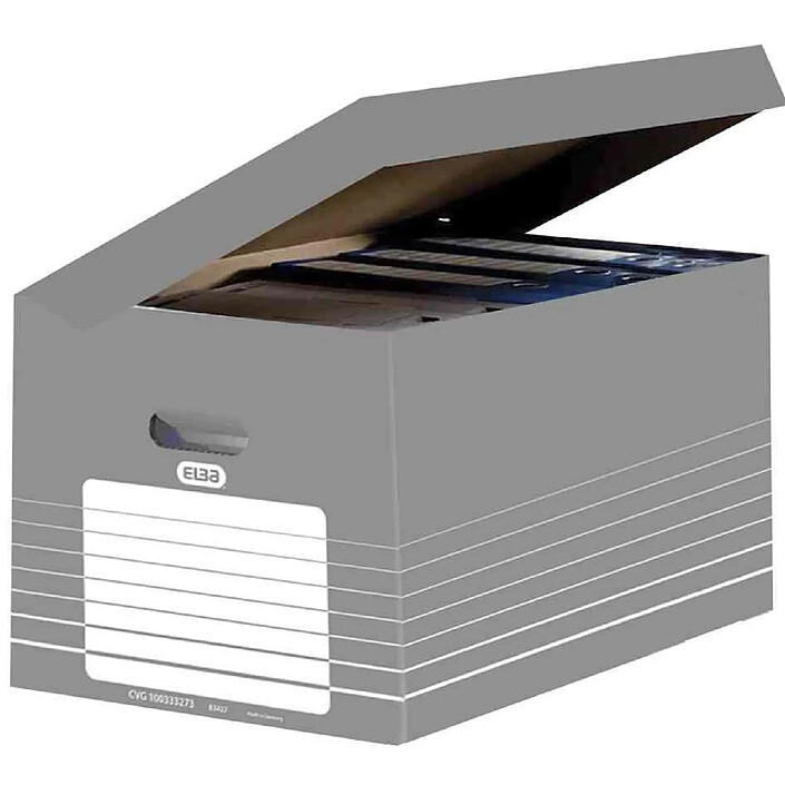 OXFORD Pack de 10 Conteneurs d'archives avec couvercle A4 Gris
