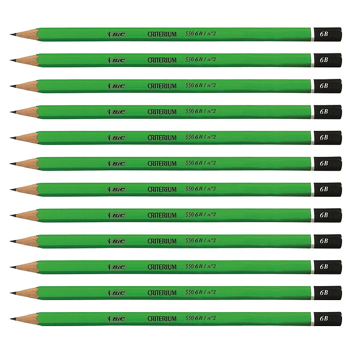 BIC Crayon papier graphite Hexagonal CRITERIUM 550 Mine 6B x 12