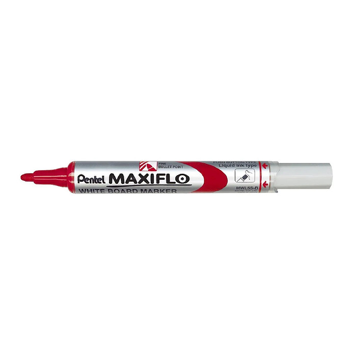 PENTEL Marqueur MAXIFLO MWL5S pour tableau blanc Pointe Ogive Fine Rouge x 12