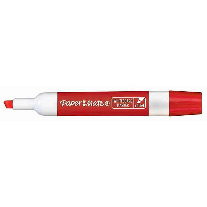 PAPER MATE Marqueur tableau blanc, pointe biseautée, rouge x 12