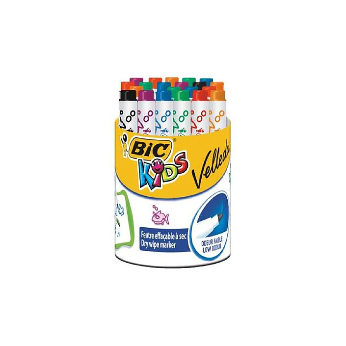 BIC Pot de 24 Feutres effaçables A SEC Kids MINI pointe ogive moyenne couleurs assorties