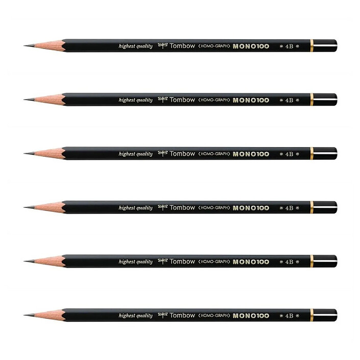 TOMBOW Crayon Graphite Haute Qualité MONO 100 4B x 6
