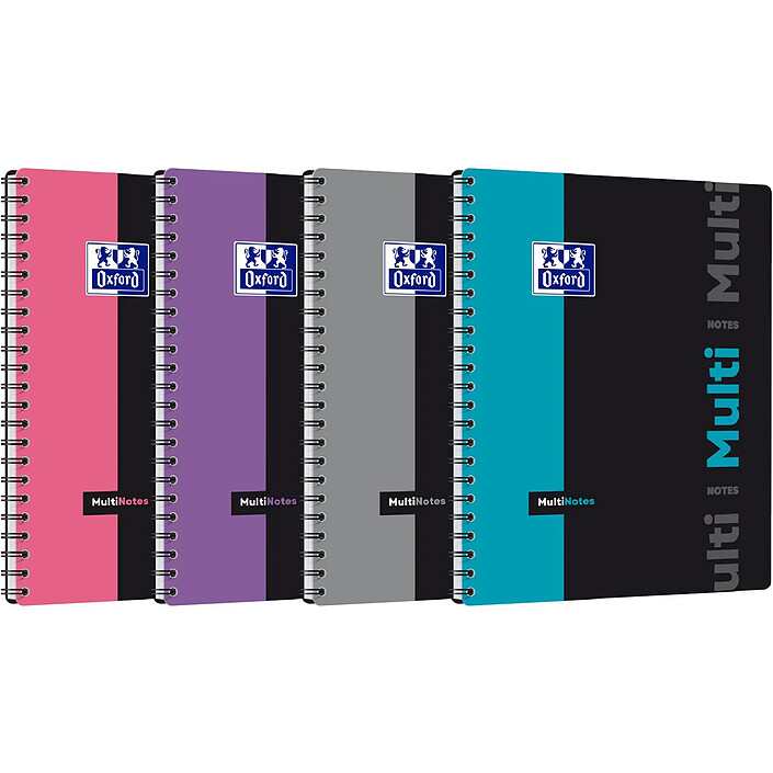 OXFORD Cahier Spirale MULTINOTES A4+ 160P Perforées Lignée 7mm 90g coloris aléatoire