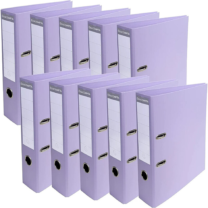 EXACOMPTA Classeur à levier PVC A4 dos de 70mm Lilas x 10