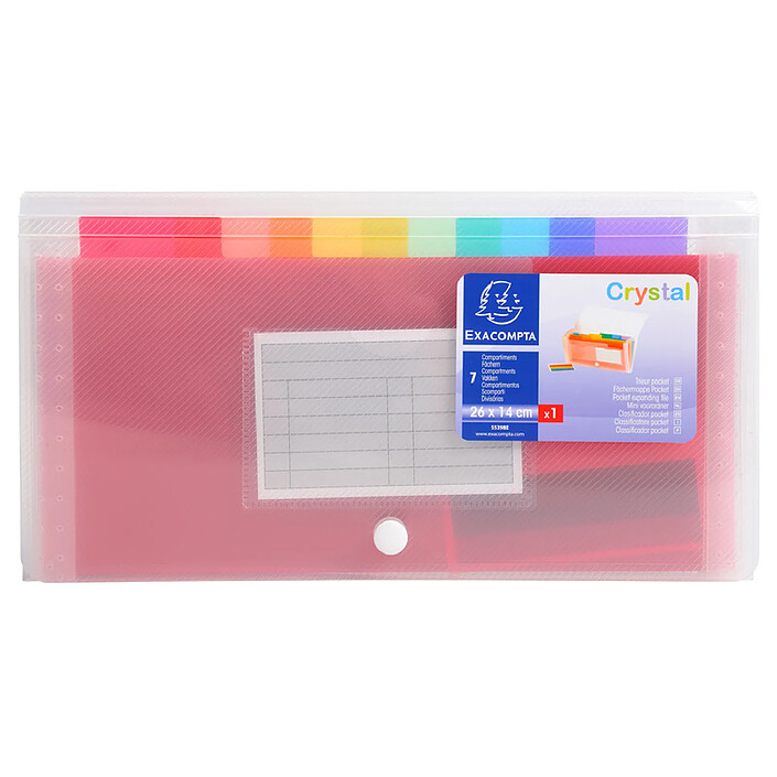 EXACOMPTA Trieur pocket PP 7 Compartiments 14x26 CRYSTAL x 5