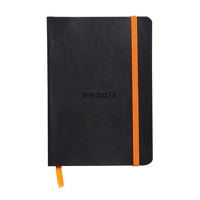 CLAIREFONTAINE Rhodiarama carnet souple A6 144 pages ligné ivoire 90g ferme élastique - Noir