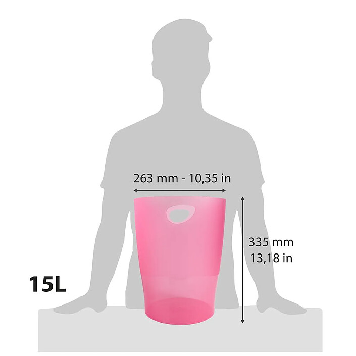 Avis EXACOMPTA ECOBIN Corbeille à papier 15 Litres- Framboise translucide