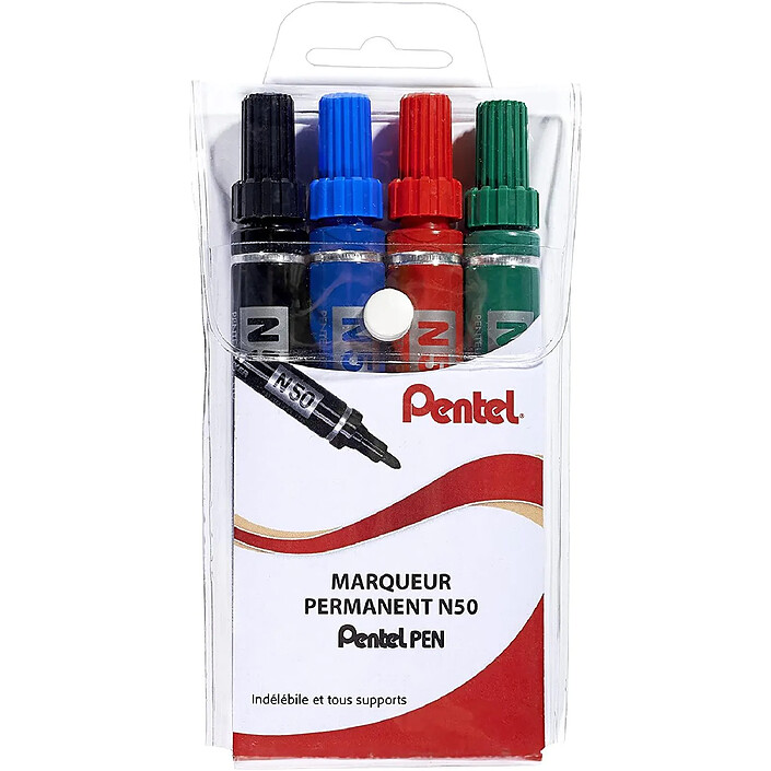Pentel N50S Fin Marqueur Permanent – 3.18mm Balle Pointe – Pack De 3 – Noir