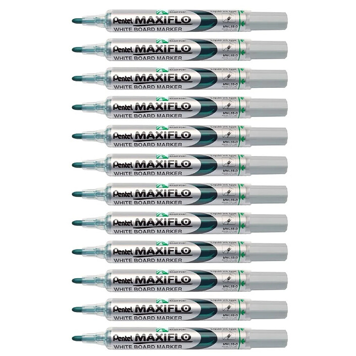 PENTEL Marqueur MAXIFLO MWL5S Tableau blanc Pointe Ogive Vert x 12