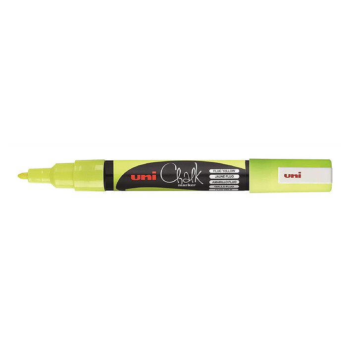 UNI-BALL Marqueur craie pointe conique fine CHALK Marker PWE3MS 0,9 - 1,3mm Jaune Fluo x 12