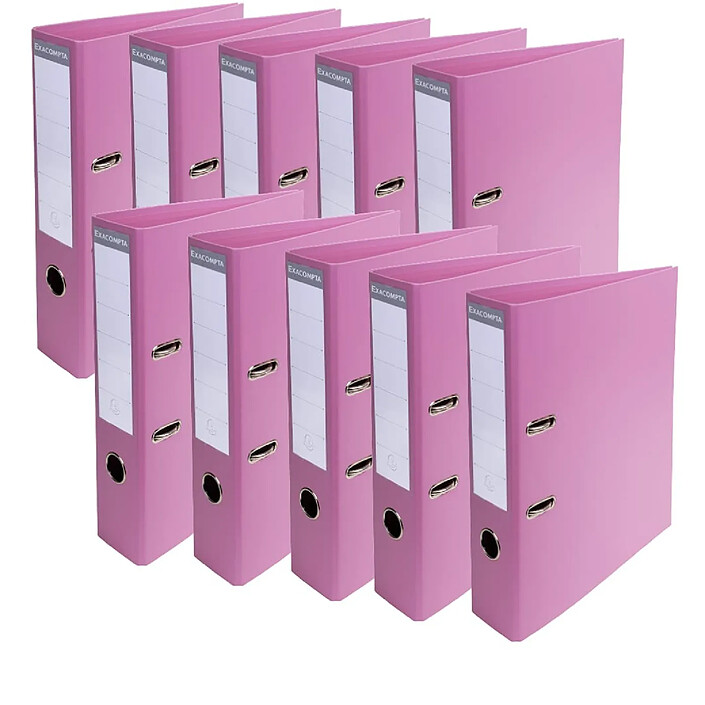 EXACOMPTA Classeur à levier PVC A4 dos de 70mm Rose x 10
