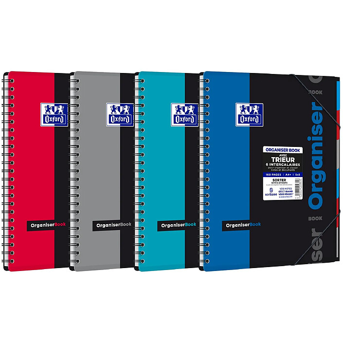 OXFORD Cahier OrganiserBook 160 pages 5x5 A4+ Coloris Aléatoire x 5