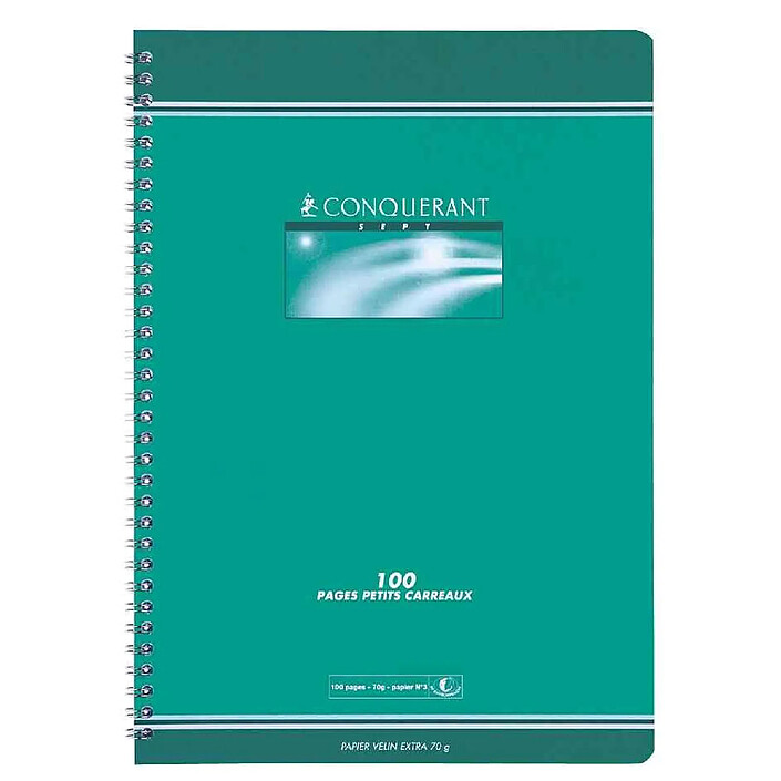 CONQUÉRANT Cahier reliure intégrale 17 x 22 cm 5x5 70g 100 pages - Coloris aléatoires x 10
