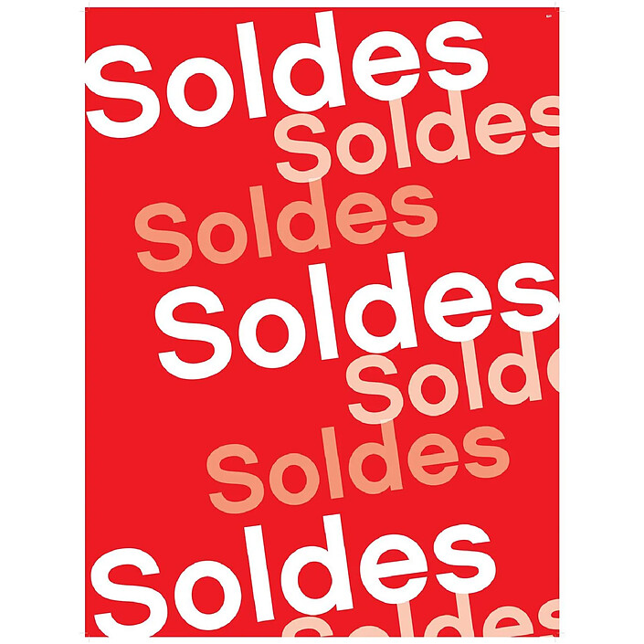 APLI Affiche SOLDES 60x80 cm Blanc sur Rouge