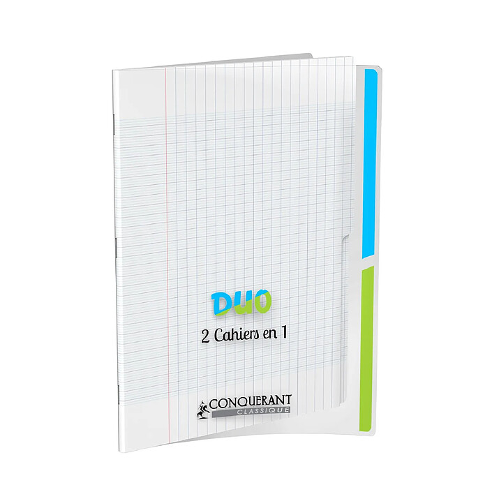 CONQUÉRANT Cahier Duo polypro 24x32cm 90g 96p grands carreaux incolore