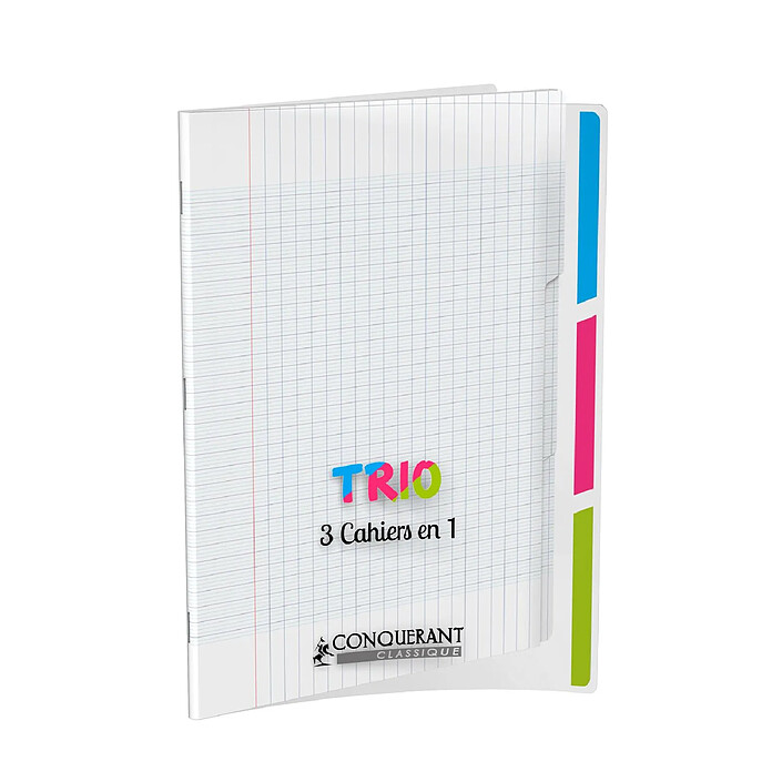 CONQUÉRANT Cahier trio polypro 24x32cm 90g 96p grands carreaux incolorre