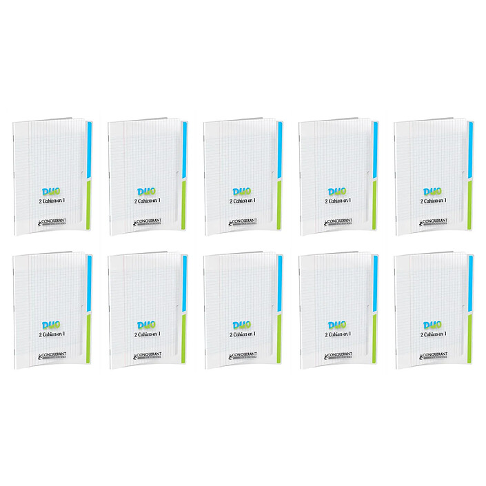 CONQUÉRANT Cahier Duo polypro 24x32cm 90g 96p grands carreaux incolore x 10