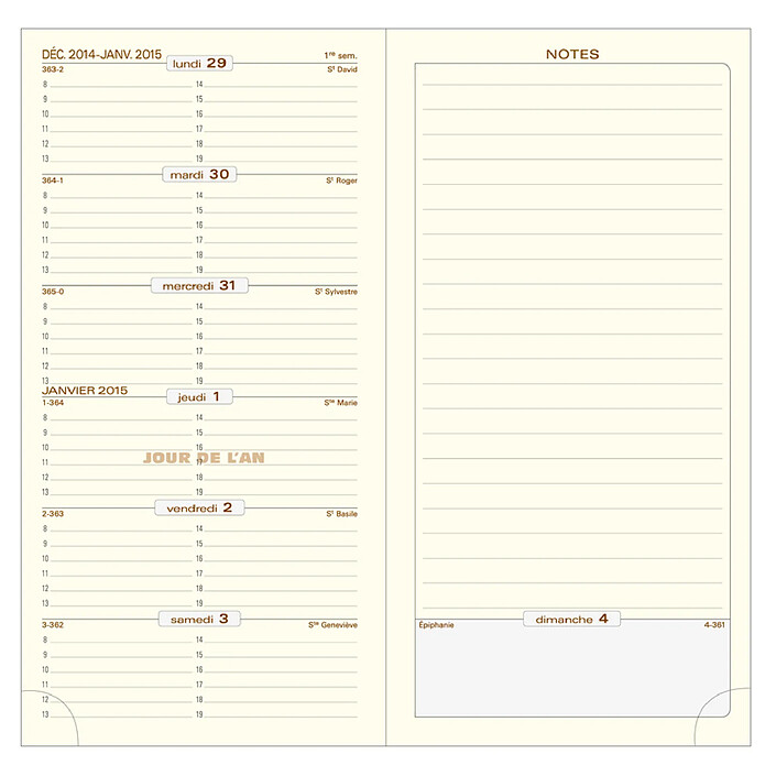 Exacompta Recharge semainier poche Espace 17 tranche or répertoire et atlas 175x90 mm