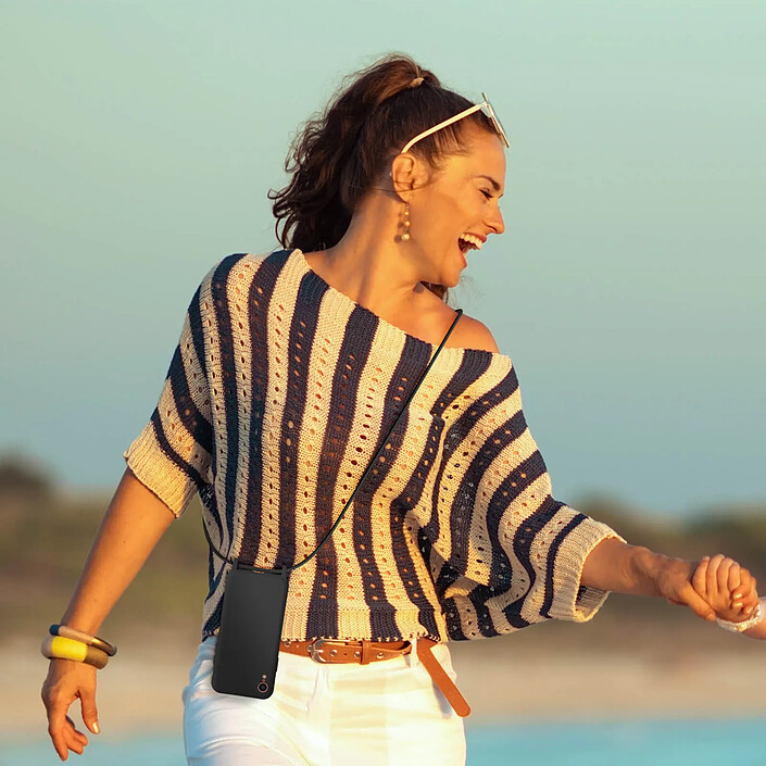 Acheter Avizar Coque Cordon Apple iPhone XR Semi-rigide avec Lanière Tour du Cou 80cm noir