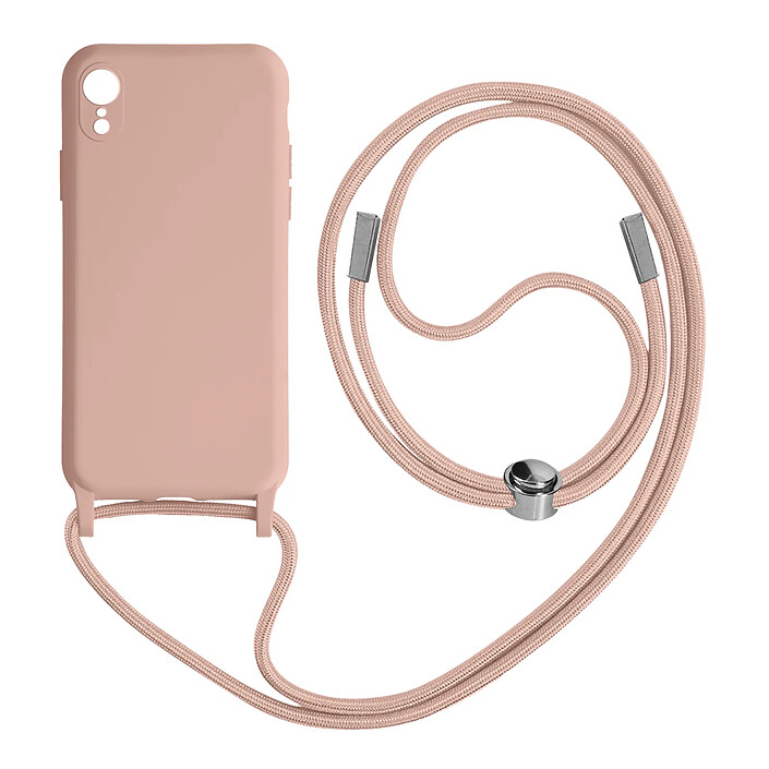 Avizar Coque pour iPhone XR Semi-Rigide Soft-Touch avec Cordon Tour de Cou Rose