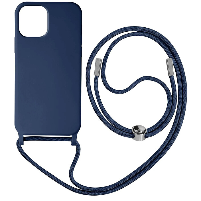 Avizar Coque pour iPhone 12 Pro Max Semi-Rigide Soft-Touch avec Cordon Tour de Cou Bleu