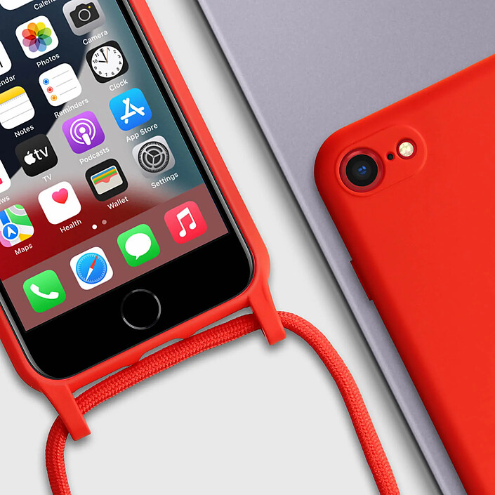 Avizar Coque Cordon pour iPhone 7, 8, SE 2020 et 2022 Semi-rigide Lanière Tour du Cou pas cher