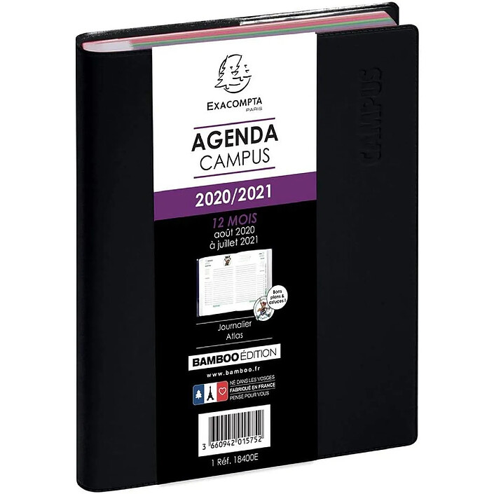 EXACOMPTA Agenda Scolaire Journalier 12x17 Campus jaquette noir